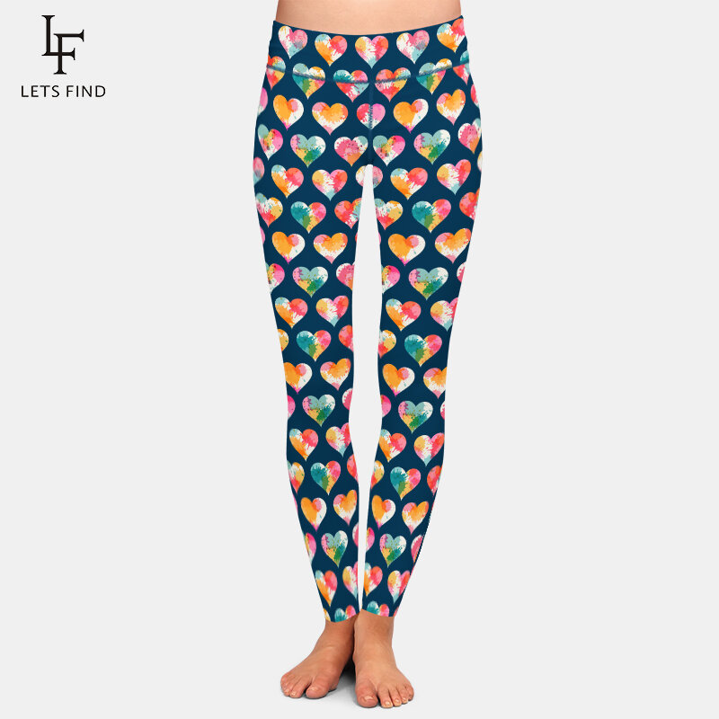 LETSFIND 2021 Fashion 3D Sweet Valentine's Pattern and Hearts Print Women Leggings High Waist Fitness Soft Leggings