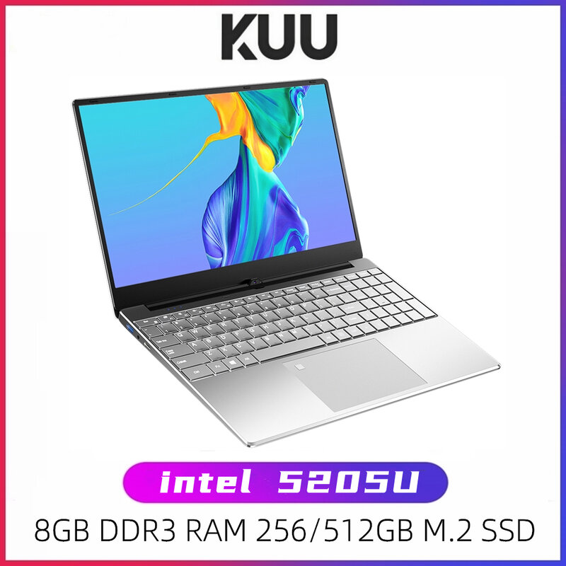 KUU A9SP 15.6 인치 인텔 5205U 1.90GHz 오피스 노트북 256GB SSD IPS 스크린 키보드 백라이트 지문 잠금 해제 노트북