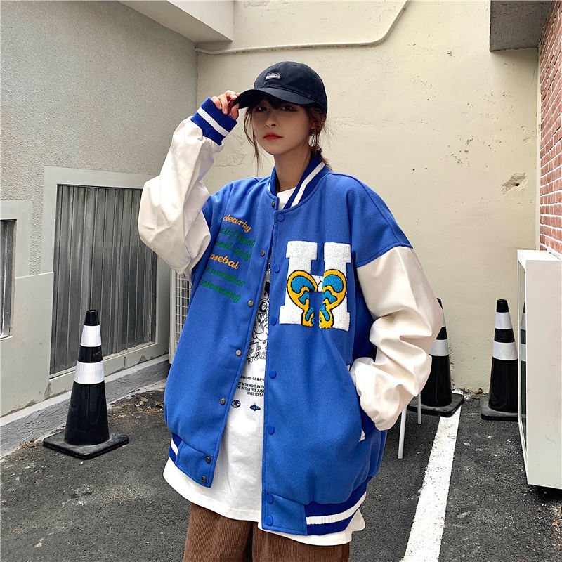 Kurtka baseballowa mężczyźni i kobiety Hip-Hop Harajuku Streetwear wyszywane litery Casual Cotton College Bomber Jacket nowa odzież ins