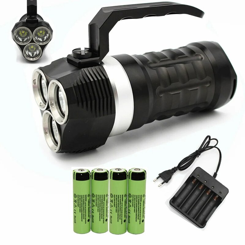 4000LM Diving  Flashlight 3 x SST40LED Waterproof Lantern Searchlight Portable Spotlight Handheld Lamp Light +Battery +charger