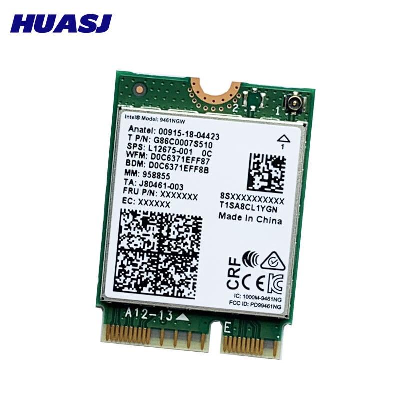 Huasj لاسلكي متعدد الموجات التيار المتناوب 9461 إنتل 9461NGW 802.11ac NGFF مفتاح E 2.4G / 5G بطاقة واي فاي BT 5.0