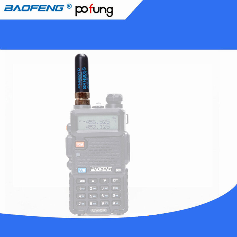 2 pçs walkie talkie srh805 ganho antena dupla banda uhf vhf portátil dedos 5 cm curto SMA-F para baofeng UV-5R BF-888s UV-82