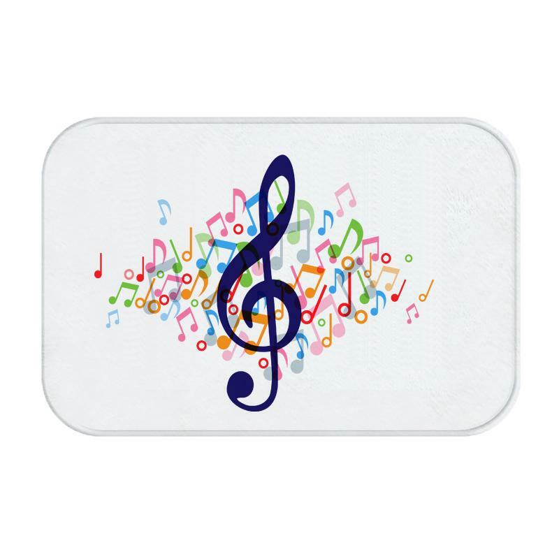 Tapis de bain en flanelle imprimé Notes de musique, antidérapant, pour salle de bain, pour porte, décoration de la maison, ZT333