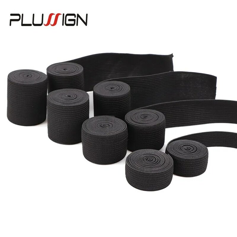 プルササイン-ウィッグ用の伸縮性のあるヘッドバンド,黒いゴム製のヘアバンドアクセサリー,1.5cm,2.5cm,1メートル