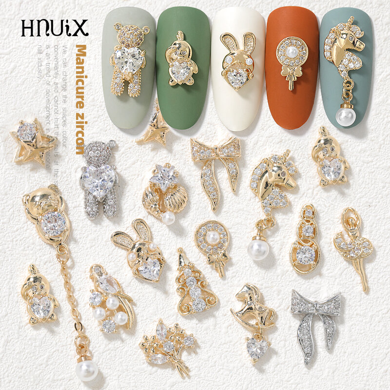 Cadena colgante de aleación 3D para manicura, accesorios de decoración de uñas, mariposa, circonita, Perla de Metal, lote de 2 piezas, novedad