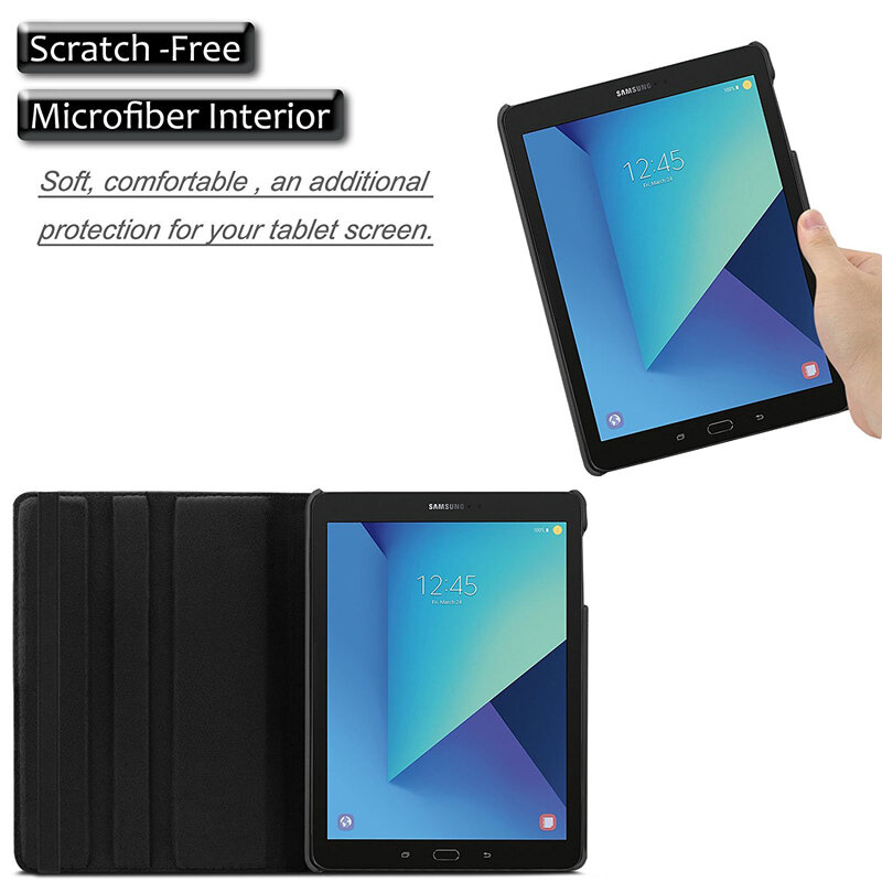 For Samsung Galaxy Tab S3 9.7 SM-T820 SM-T825 T829 Tablet Case 360 Rotating Folding Stand Bracket Flip Leather Protective Cover