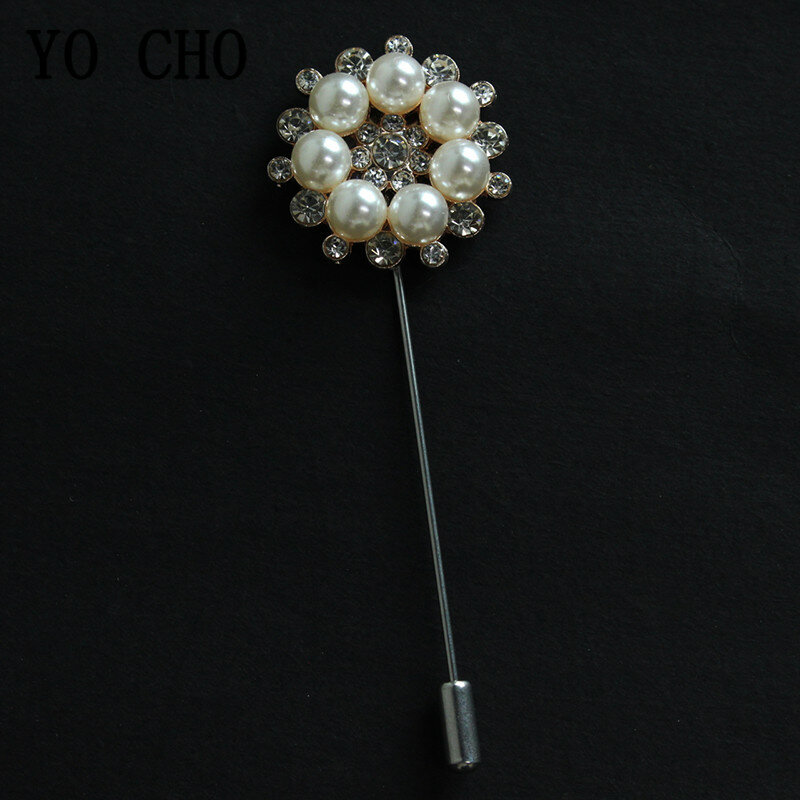 YO CHO Beautiful Brooches for Women Men Brooch Flower Pearl Rhinestone Pins Coat Shirt Shawl Clothes Jewelry Wedding Accessories