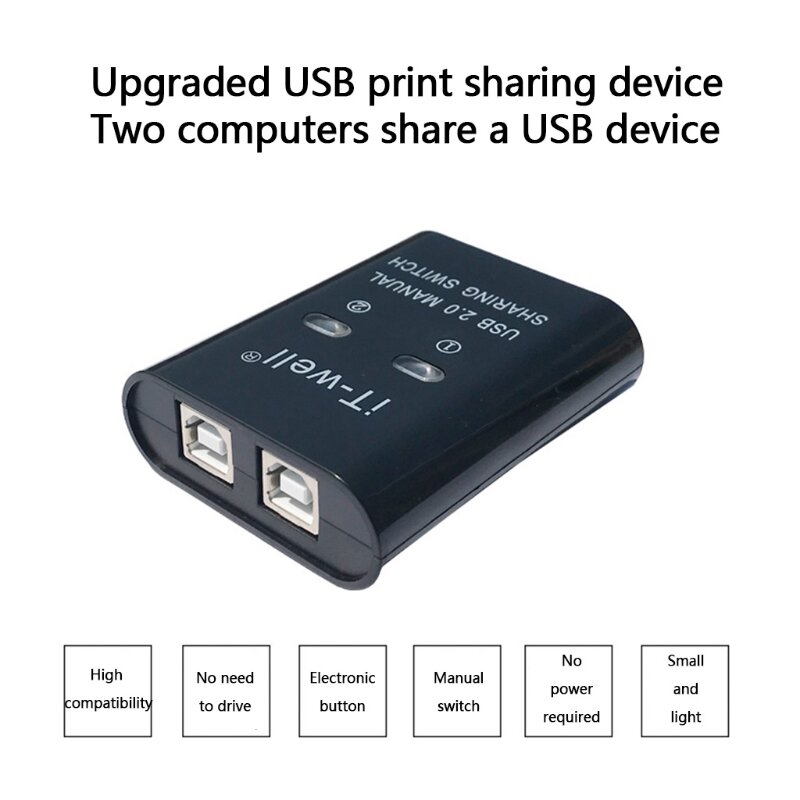 เครื่องพิมพ์ USB สวิทช์คู่มือการใช้งาน Hub 2ใน1 Data Transfer Converter Switcher Splitter Concentrator Sharer ตัวเลือก KVM อะแดปเตอร์