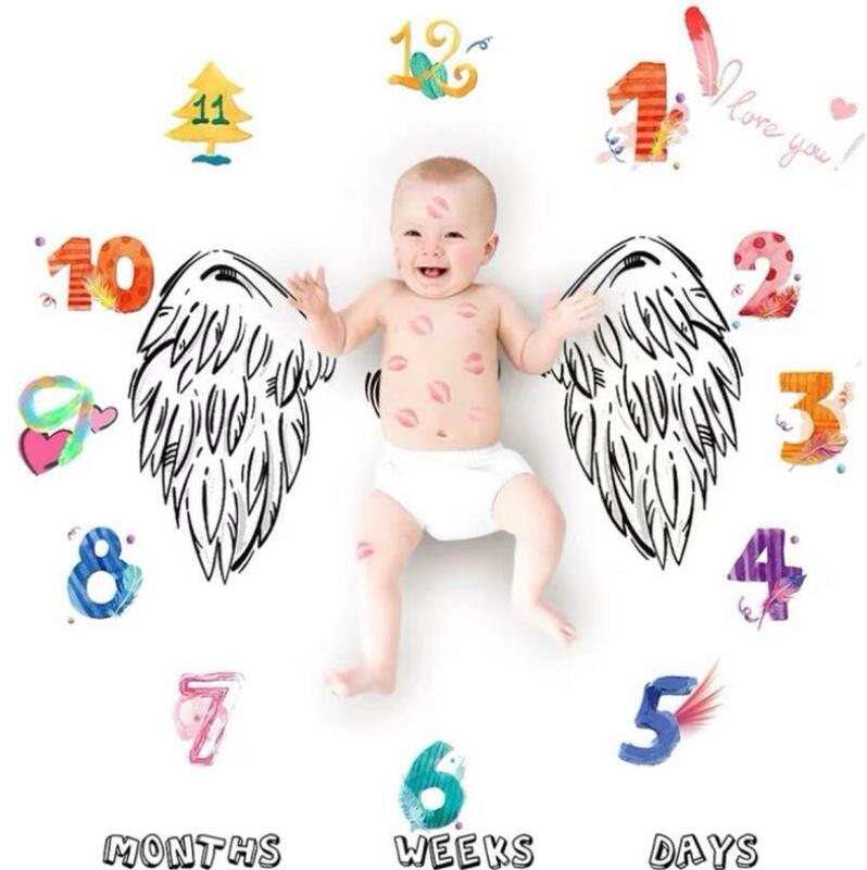 Manta de crecimiento mensual para bebé recién nacido, accesorios de fotografía, tela de fondo para alfombra, accesorios de fotografía para bebés, niños y niñas