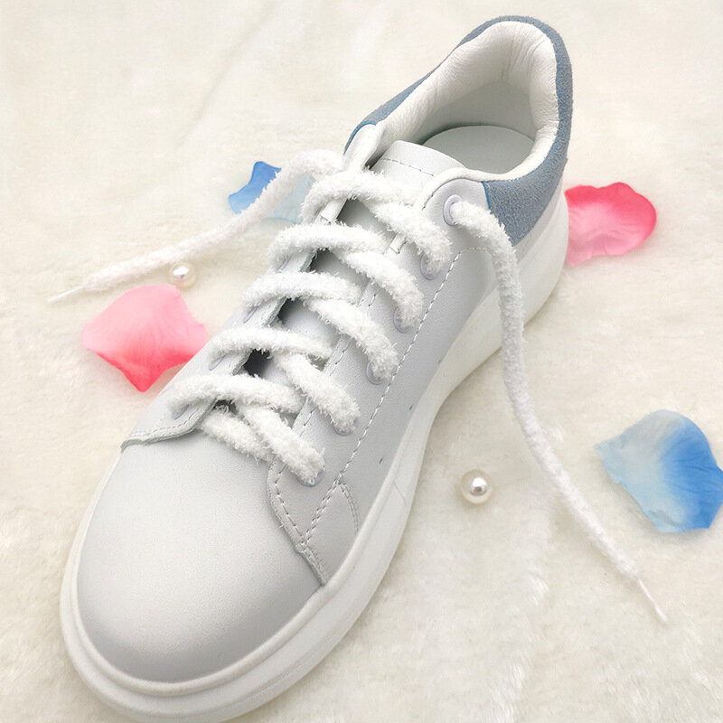 New Cute Hairy Soft Pink White Black Shoelace 140/160cm Women Men High-top Canvas Flat Shoes Laces Accessories