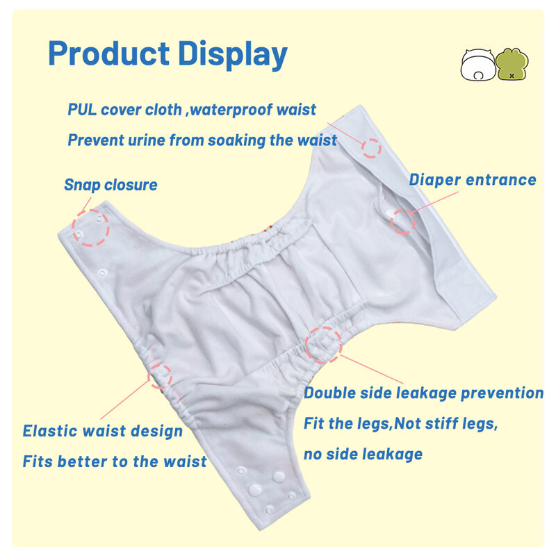Goodbum – couche-culotte en tissu imprimé 2020 vagues, lavable, ajustable, carré, Double gousset, pour bébé