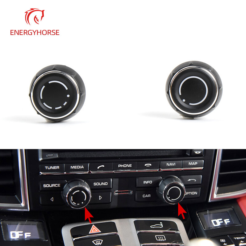 Dla Porsche Cayenne Panamera Macan konsola środkowa głośność dźwięku pokrowiec na gałkę przełącznik sterowania CD przycisk 911 718 918