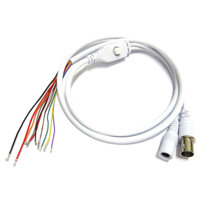 1.5T 11Pin BNC Video DC12V Power OSD Kontrol Kabel Pigtail Analog CCTV Kamera Modul Papan Tombol Menu Akhir Kabel, putih Hitam