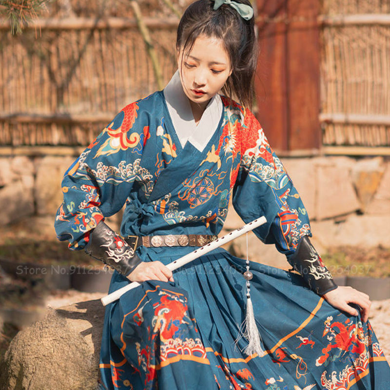 Dinastia Ming tradizionale Hanfu abito uomo donna stile cinese Dragon Crane stampa abiti abito coppie abito retrò Costume Cosplay