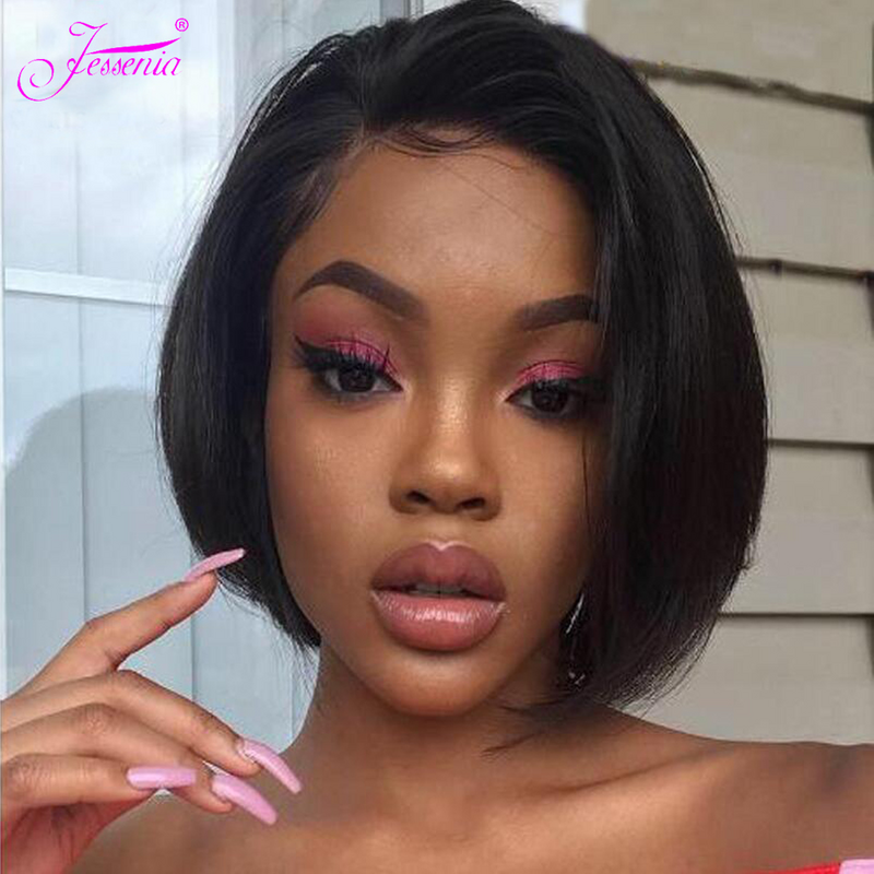 Human Hair 13X2 Wigs Short Pixie Cut Wigs Straight Bob HD Transparent ISEE Lace Frontal Wigs For Black Women 250Density Perruque