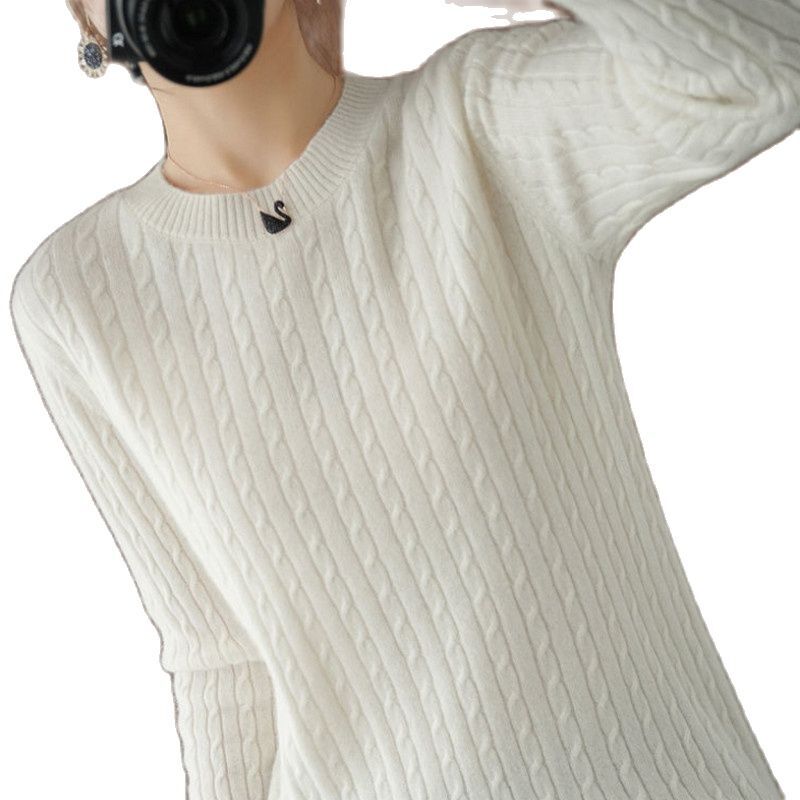Autunno e inverno maglione femminile maglieria Pullover allentato abbigliamento esterno nuovo grande manica lunga colore puro maglione inferiore S-3XL
