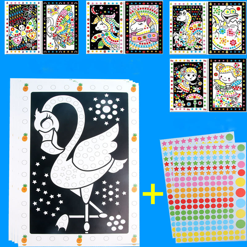 Engraçado quebra-cabeça Dot adesivos para crianças, Desenhos animados bonitos, Desenho animal, Adesivo mosaico, Brinquedos educativos precoces, Treinamento de paciência