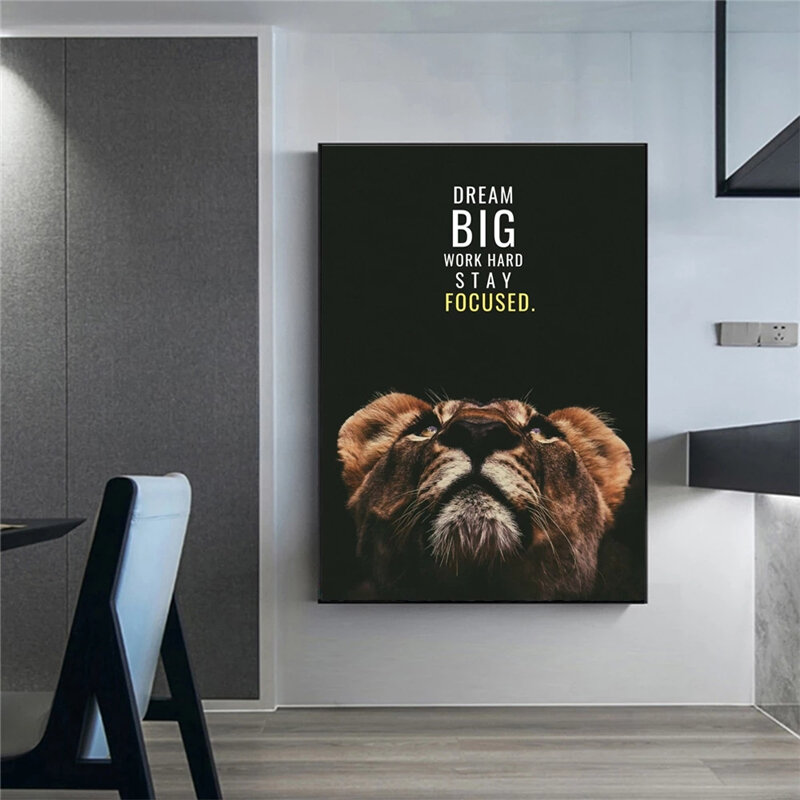 Dziki lew zwierząt płótno artystyczne plakaty cytaty motywacyjne wydruki artystyczne malarstwo ścienne obraz do salonu wystrój domu Cuadros