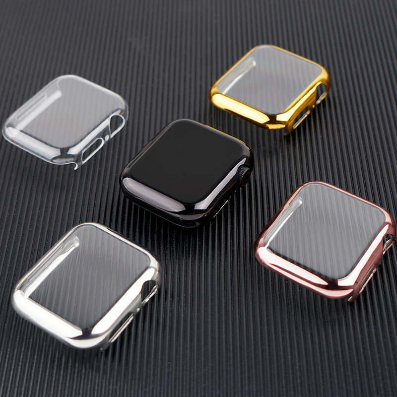Capa TPU para Apple Watch Case, Full Bumper Band Protector, Acessórios iWatch, Série 9, 8, 7, 6, 5, 3, SE, 44mm, 45mm, 41mm, 42 milímetros, 38 milímetros, 40 milímetros