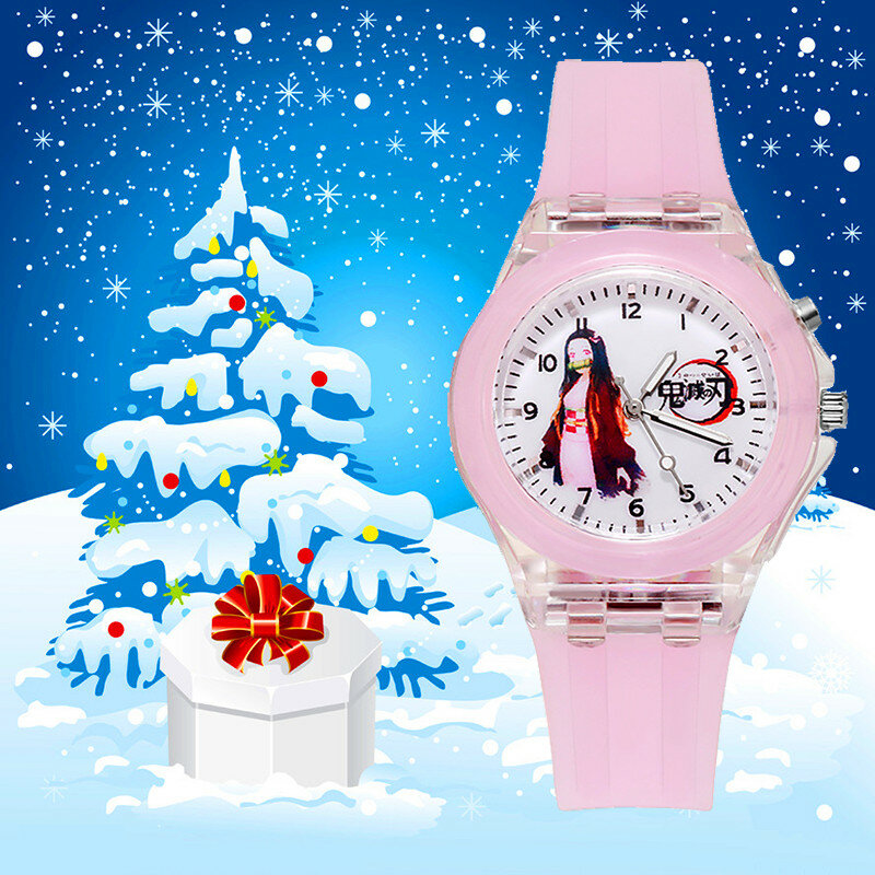 Часы наручные детские с мультяшным призраком для девочек, светящиеся в стиле аниме для детей, подарок на Рождество, вечеринку