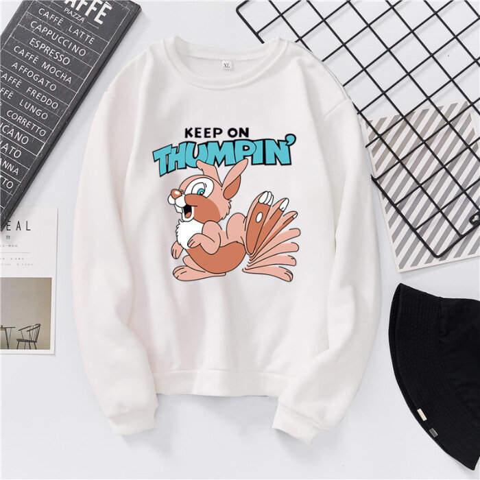 2020 весенне-осенняя одежда, футболка с длинными рукавами, футболка с принтом «Keep On Thumpin», рубашки с кроликом, уличная одежда для пары, S-XXXL