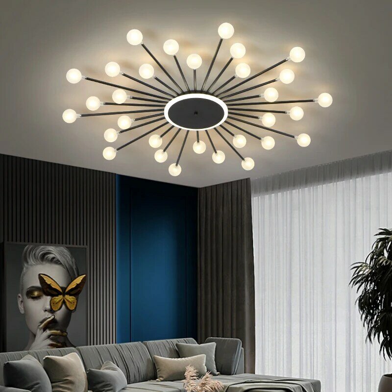 Plafonnier LED en verre au design moderne, éclairage d'intérieur, luminaire décoratif de plafond, idéal pour un salon, une chambre à coucher ou une cuisine