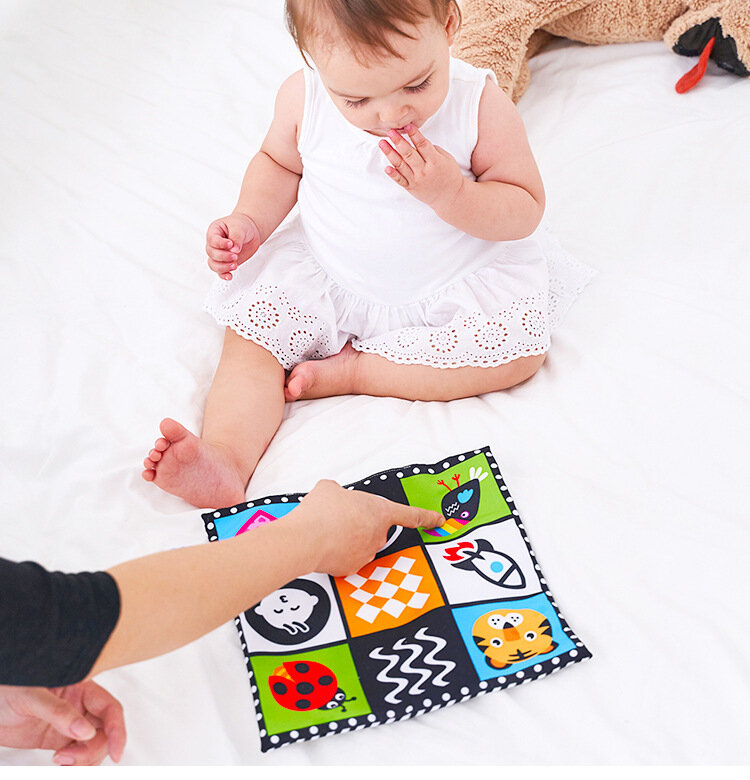 Libro de tela suave para recién nacidos, juguete educativo de aprendizaje cognitivo, con sonido de crujido, de 0 a 12 meses