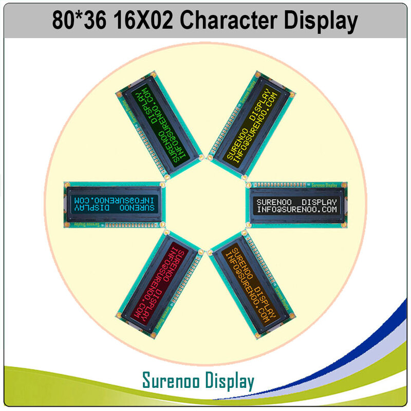 Tela de exibição do módulo do LCD, tela do caráter, vermelho, verde, azul, branco, alaranjado, amarelo em FSTN, fundo preto negativo, 162, 1602, 16X2