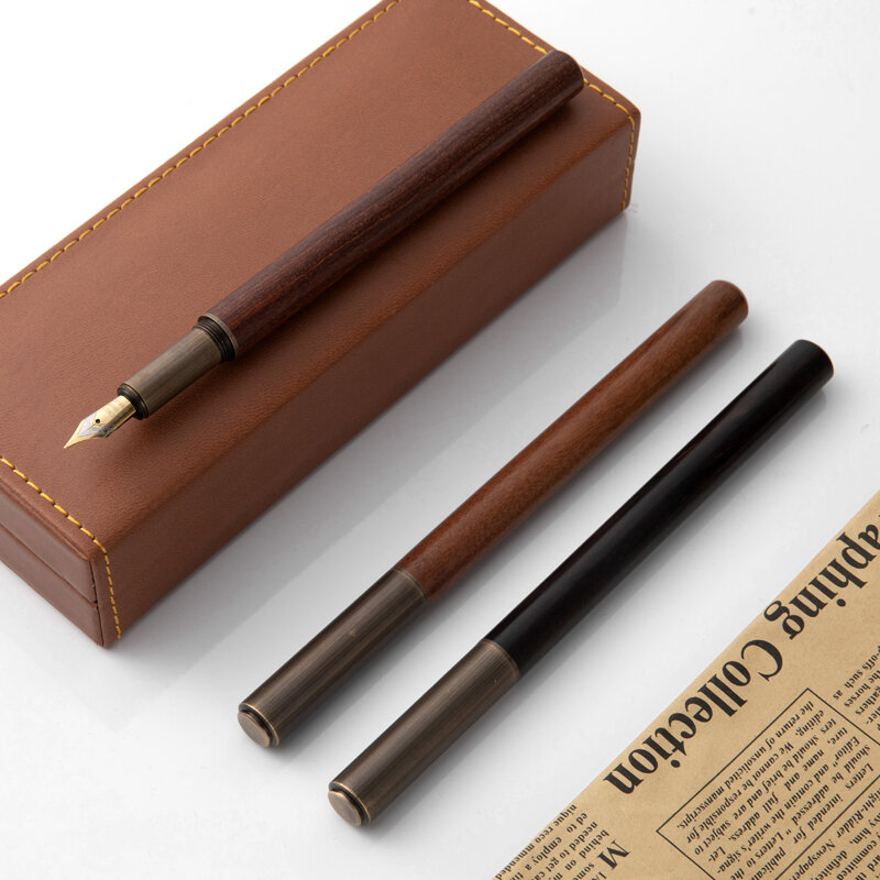 Retro metalowe wieczne pióro 0.5mm Vintage drewniane pisanie długopisy dla studentów kaligrafia artystyczna długopisy prezenty biznesowe artykuły biurowe
