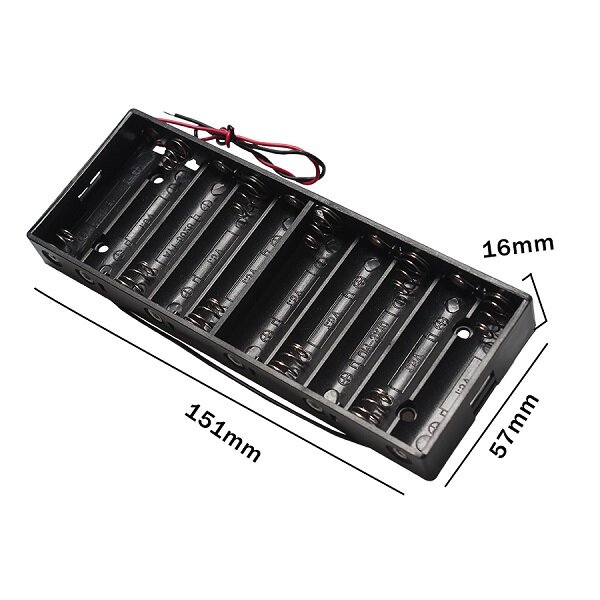 Caixa do caso do suporte da bateria do tamanho do AA, 2, 3, 4, 5, 6, 8, 10 entalhe com cabos do fio, nenhuma tampa & interruptor, organizador das baterias, armazenamento plástico, 1Pc