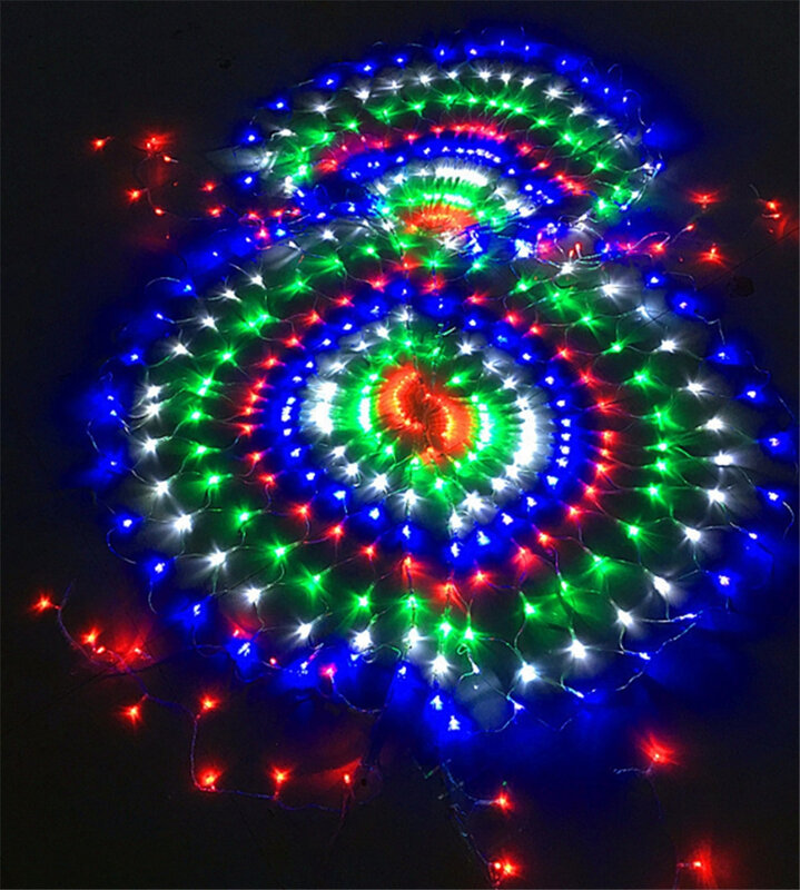Tirai jaring Peri Natal, lampu tali luar ruangan dekorasi Peri es liburan pencahayaan 404LED 3Meter merak AC 110V 220