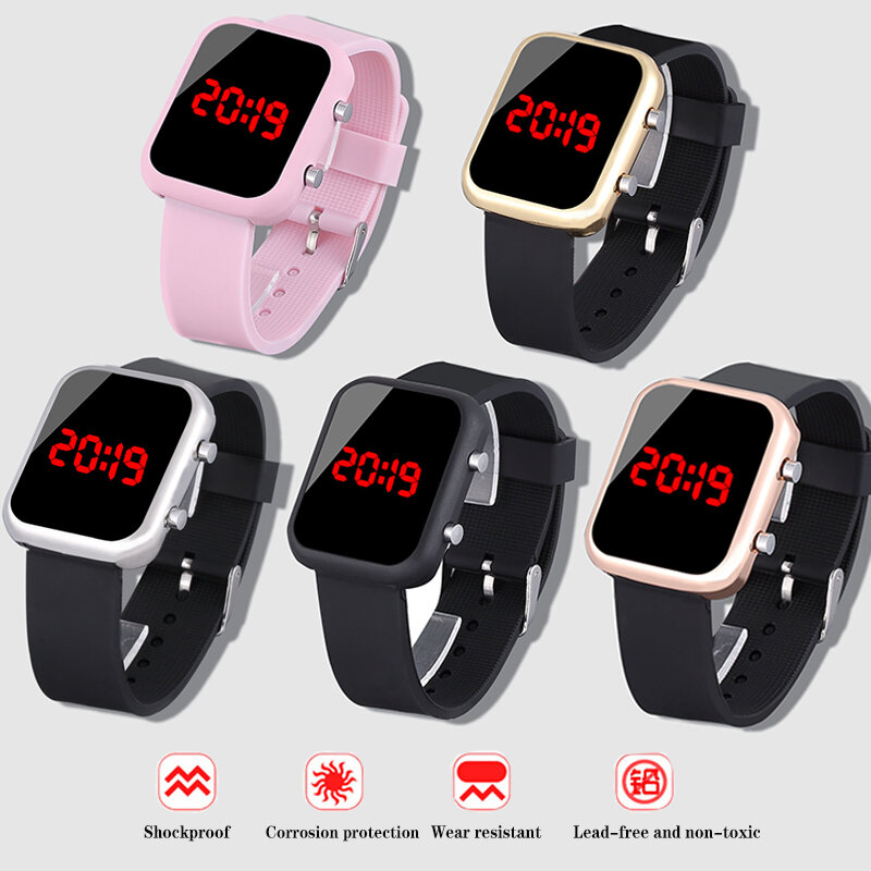 새로운 브랜드 아이 시계 블랙 Led 실리콘 시계 소년 전자 시계 어린이 시계, 스포츠 손목 시계
