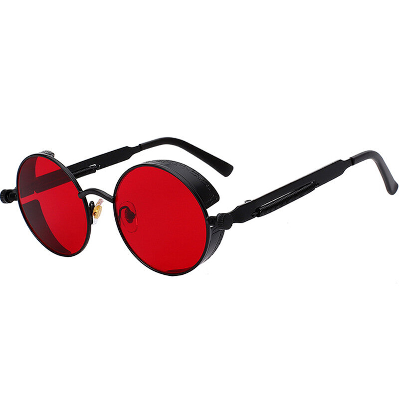 Óculos de sol gótico steampunk clássico, óculos de sol redondo vintage para homens e mulheres, óculos uv400
