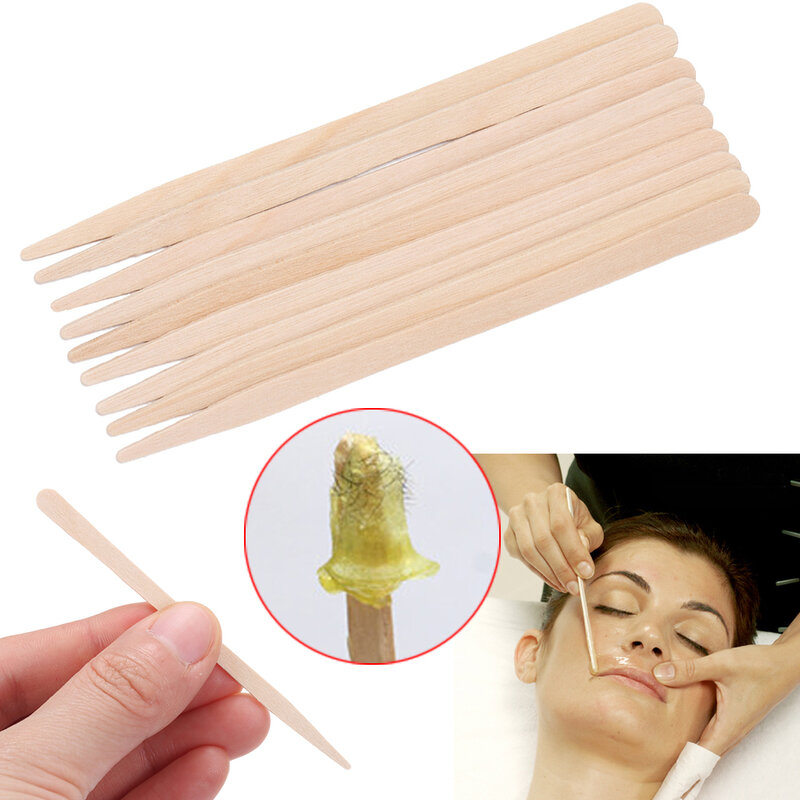 100 قطعة من عصا إزالة الشعر بالشمع الخشبي أداة خاصة لإزالة شعر الجسم والوجه لمرة واحدة