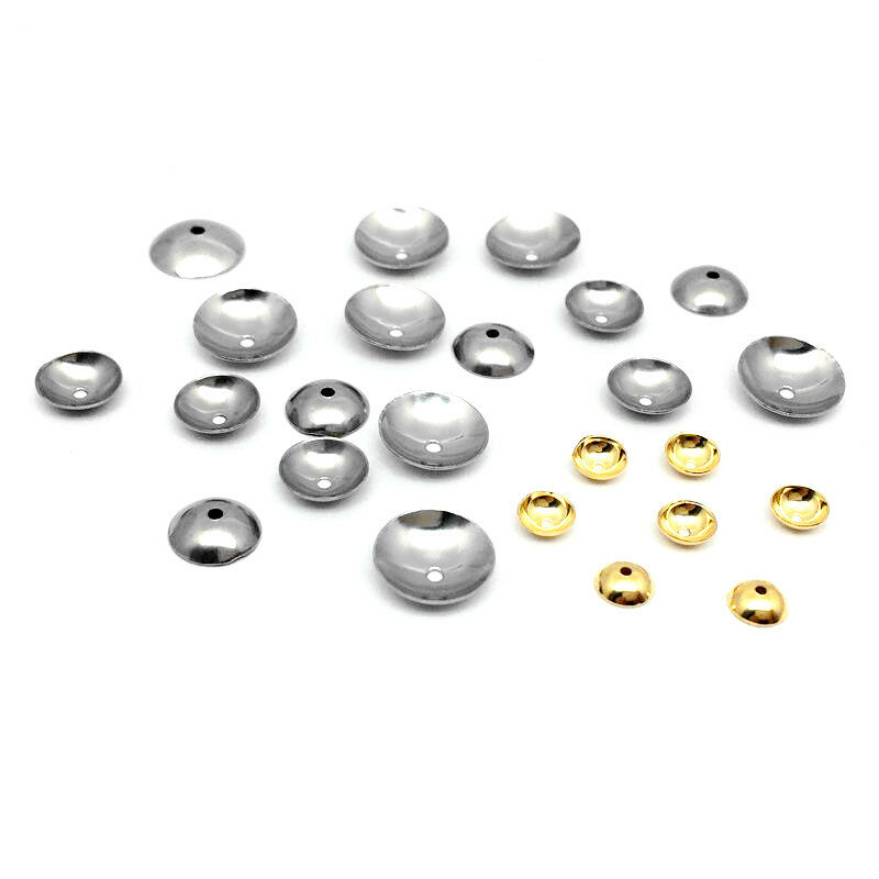 100pcs/lot Stainless Steel Silver Tone Charm Bead Caps Round 3 4 5 6 8 10mm Jewelry Connectors Fit DIY Tassel Bracelets Making
