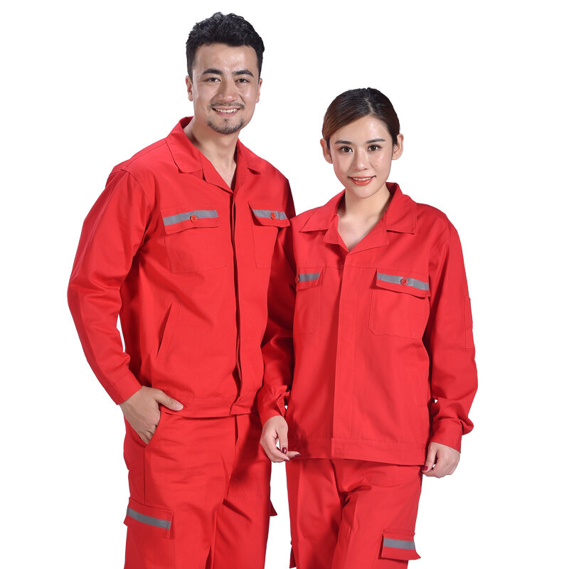 Set di abbigliamento per lavoratori uniformi di fabbrica tute a maniche lunghe tuta per saldatura striscia riflettente Fire Fighter 100% cotone riparatore abiti