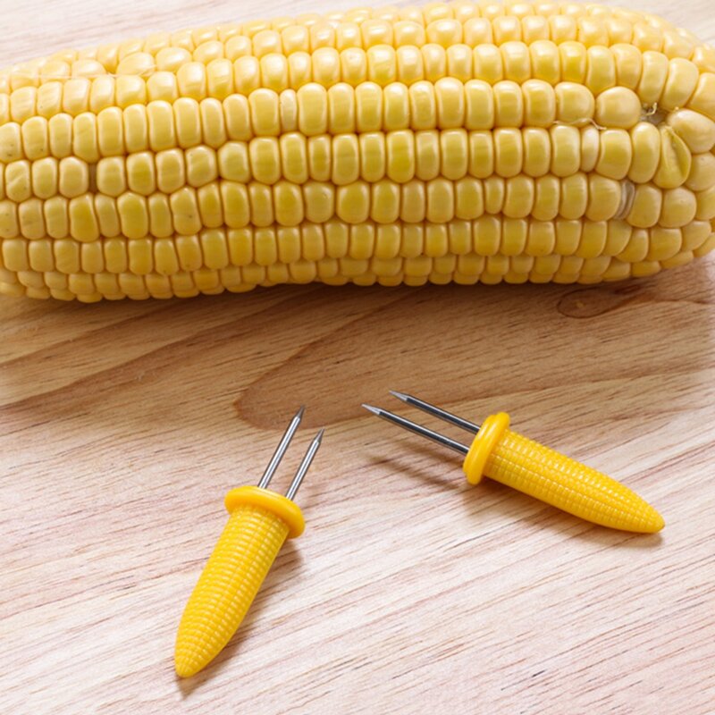 10Pcs Corn on The Cob Holders Stainless Steel Corn Holders Corn on The Grill, Corn on The Cob Skewers Double Fork Sweet Corn