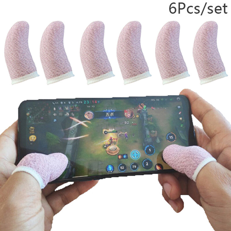 6 pces dedo capa controlador de jogo para pubg suor prova não-risco sensível ao toque tela de jogo dedo polegar luvas luva
