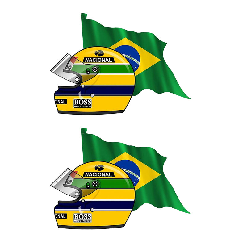 CMCT Ayrton Senna ธงบราซิลหมวกกันน็อกอุปกรณ์เสริมไวนิลรถจักรยานยนต์ JDM Jeep จักรยาน Off-Road RV A4 Q3 Polo สติกเกอร์รถ