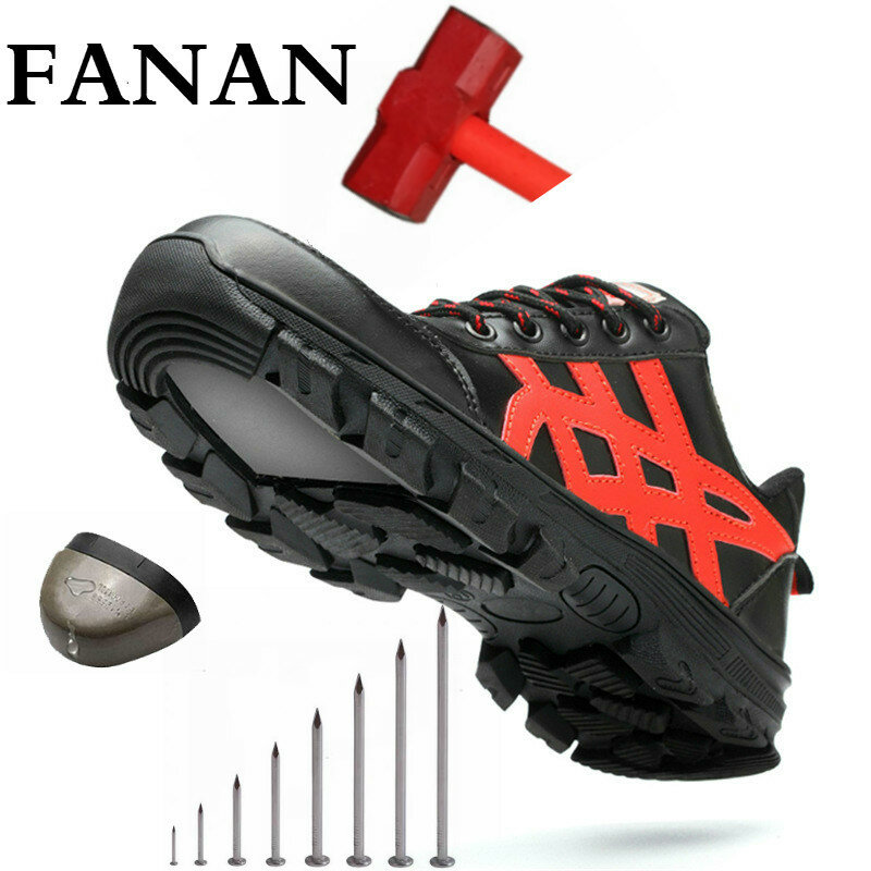 FANAN-zapatos de seguridad para hombre, botas transpirables con punta de acero, antigolpes, indestructibles, de malla de aire, envío gratis