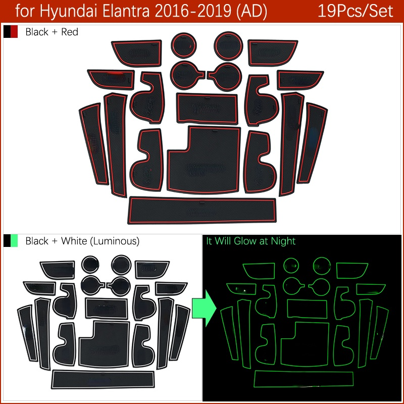 Alfombrilla de goma antideslizante para puerta, accesorios de Interior de coche, para Hyundai Elantra AD 2016, 2017, 2018, 2019