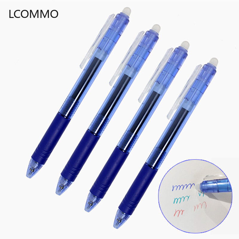 4/10pcs Office Erasable Gel Pen Set 0.5mm Magic Erasable Pen Refill Rods Red/Blue/Black/Green Magic Ink Pen School Stationery
