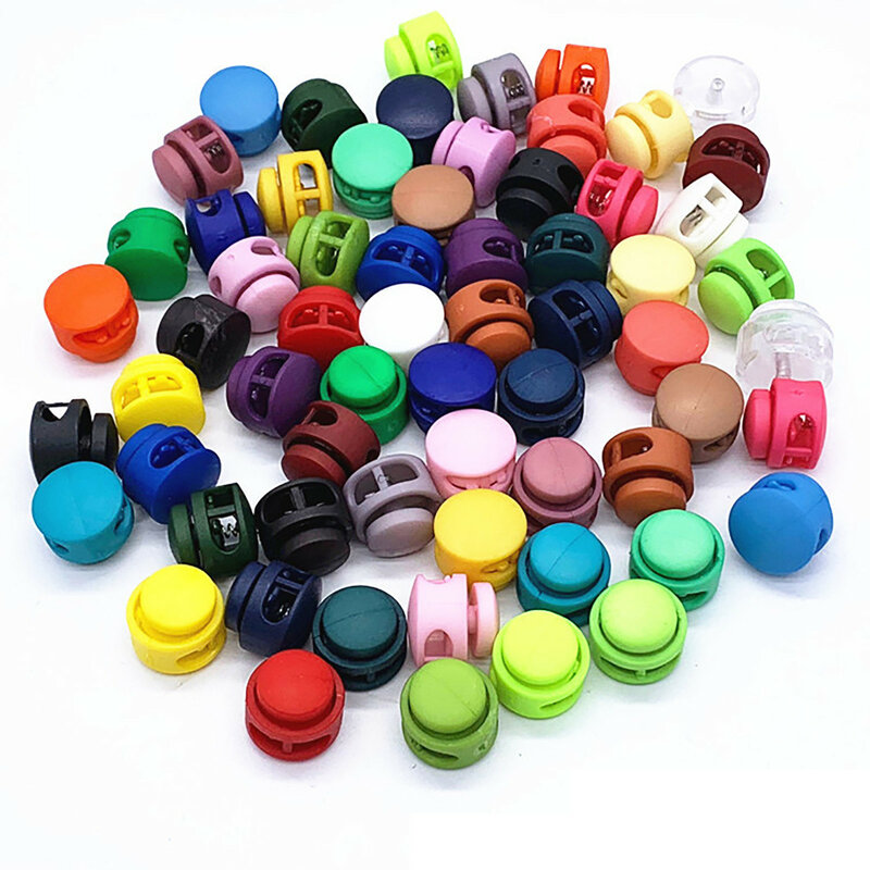 50 Stuks Gemengde Kleurrijke Plastic Gesp Stopper Cord Lock Bean Toggle Clip Apparel Diy Schoenveter Sportkleding Cord Lanyard Accessoires