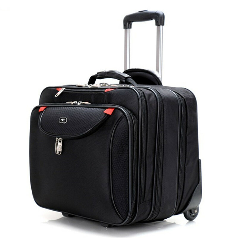 Tas koper anti air bisnis, koper berpergian, tas komputer, roda, Tablet, Laptop, PC, kotak penyimpanan, paket bagasi 18 inci