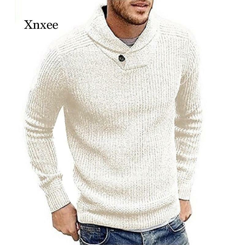 メンズ長袖セーター,無地,ボタン付きセーター,柔らかなニットトップ,冬と秋のファッション