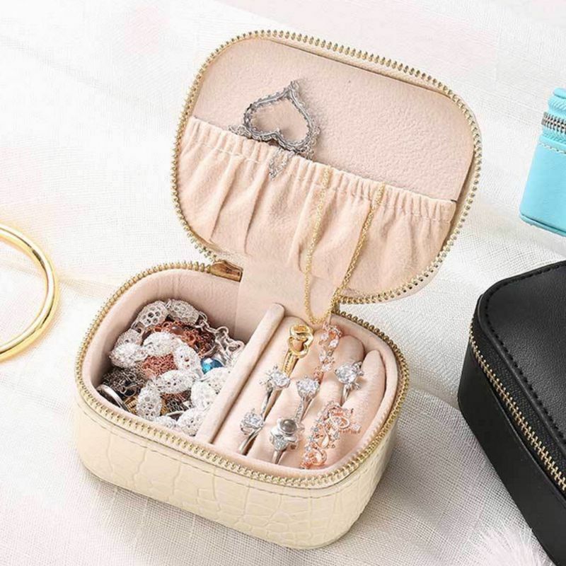 Boîte à bijoux Simple en Faux cuir PU rangement pour boucles d'oreilles, colliers et bracelets, organiseur de bijoux pour voyage, Style européen