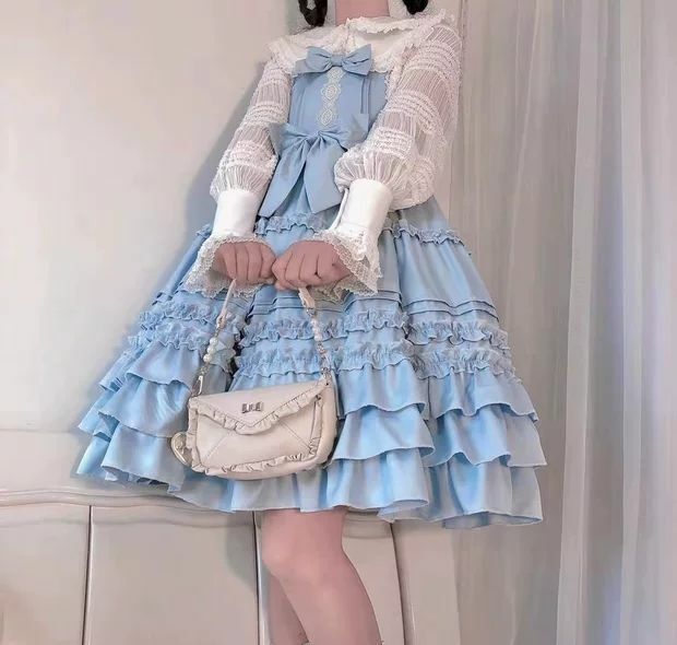 Sweet Lolita Jsk Dress Berlin Girl Kawaii Vintage  Cake Dress Cute Princess Tea Party Suspender dress