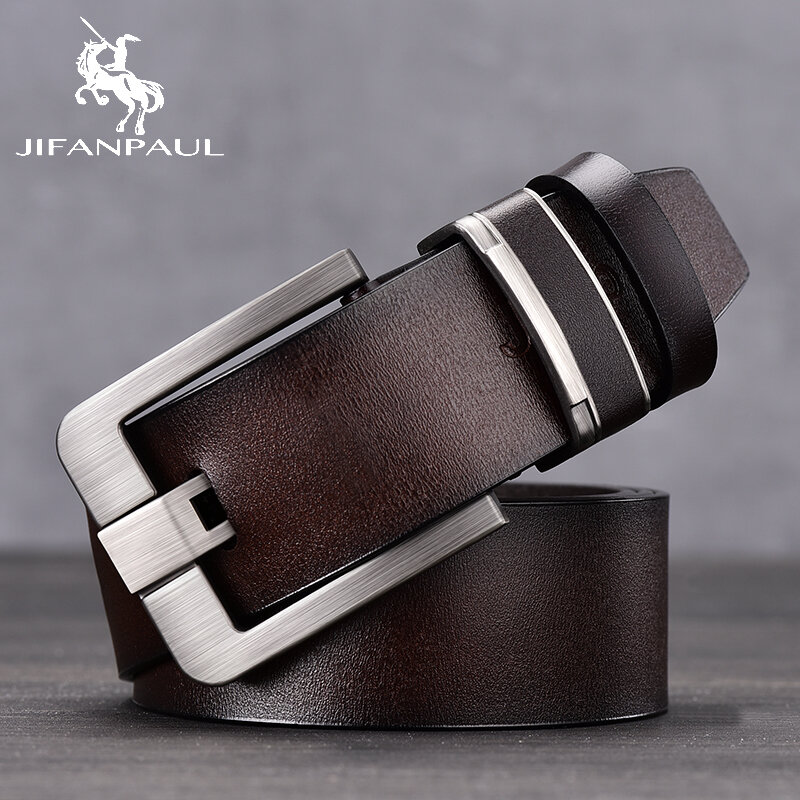 JIFANPAUL Brand Genuine Men's Leather Fashion Belt Alloy Material Pin Buckle Business Retro Men's Jeans Wild High Quality  Belts
