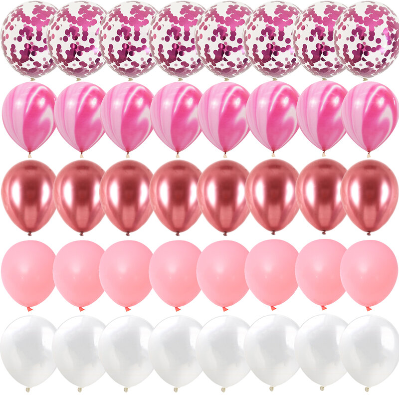 Juego de globos para decoración, balones color mármol, ágata azul, confeti plateado, para boda, día de San Valentín, decoraciones para fiesta de cumpleaños, 40 uds.