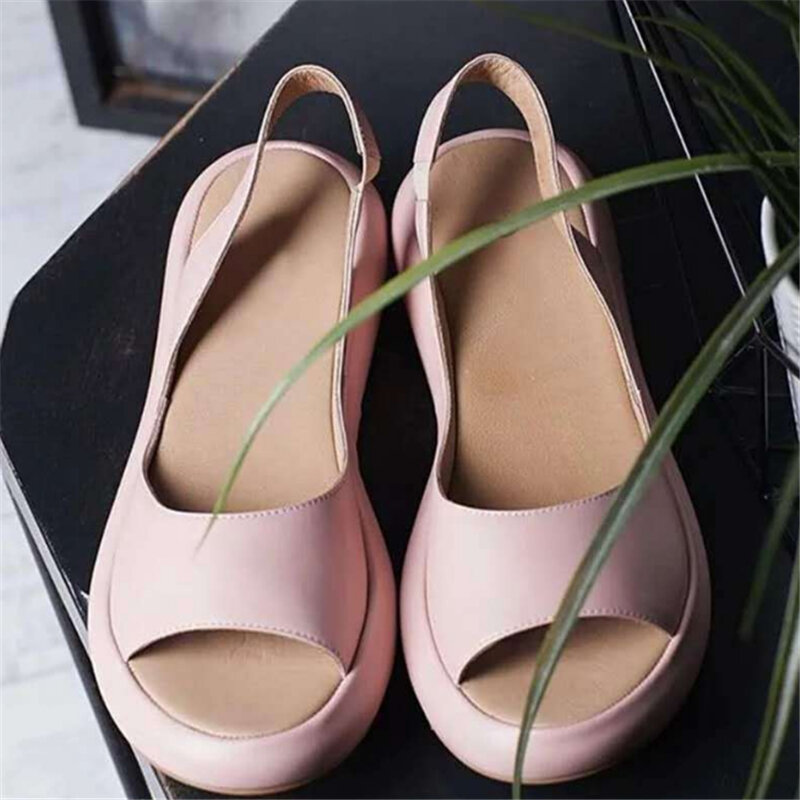 Nuove pantofole Peep Toe sandali piatti da esterno moda donna scarpe da spiaggia Casual sandali con suola spessa pantofole eleganti con plateau estive